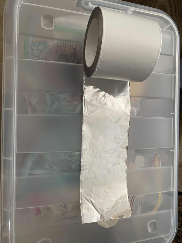 Heat resistant aluminium tape with adhesive backing.  100mm wide.  Per metre.