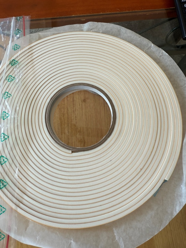 Sealing tape with solid foam 4 x 9mm (sold per mtr)
